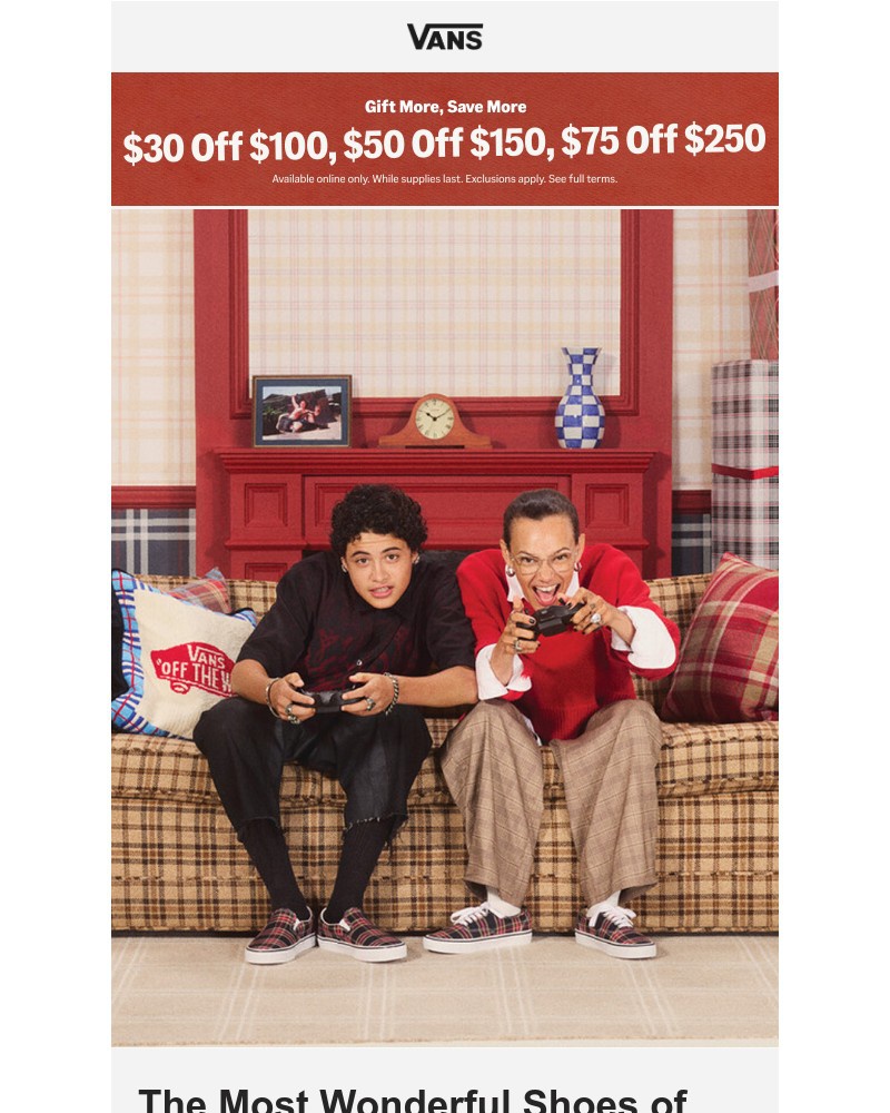 Screenshot of email sent to a Vans Registered user