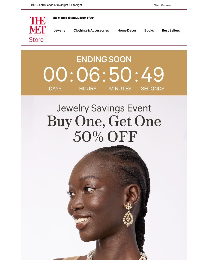 Screenshot of email sent to a The Metropolitan Museum of Art (The Met) Newsletter subscriber