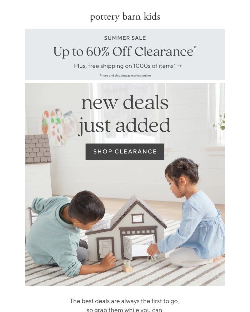 Screenshot of email sent to a Pottery Barn Newsletter subscriber
