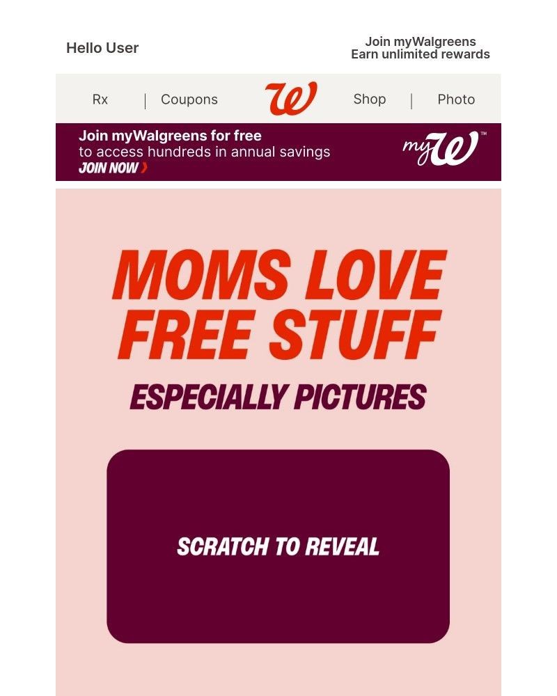 Screenshot of email sent to a Walgreens Registered user