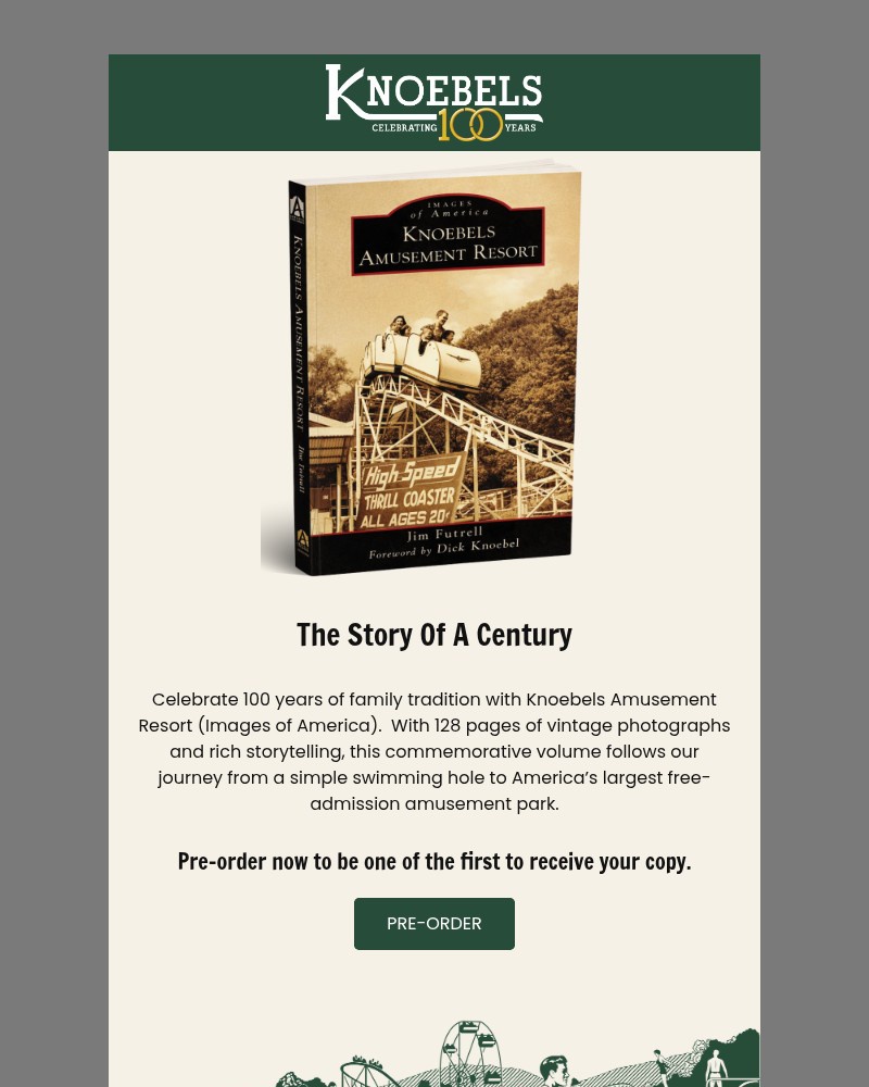 Screenshot of email sent to a Knoebels Newsletter subscriber