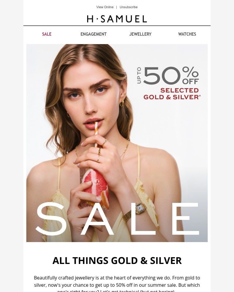 Screenshot of email sent to a H.Samuel Newsletter subscriber