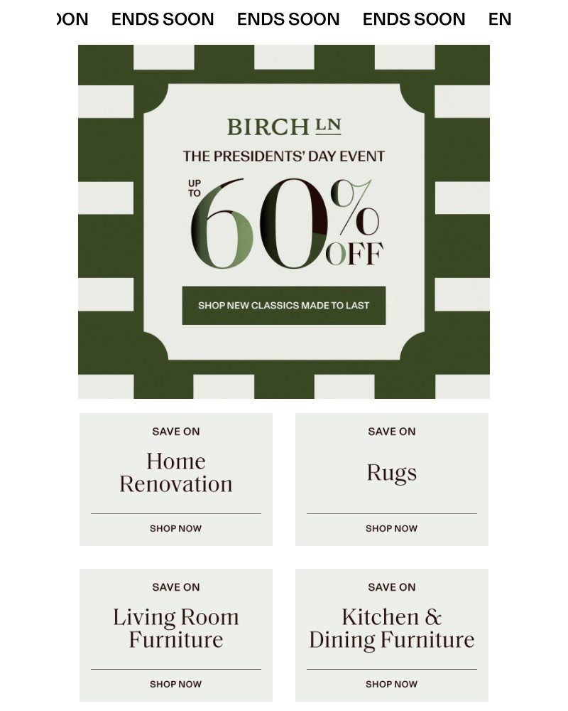 Screenshot of email sent to a Birch Lane Newsletter subscriber