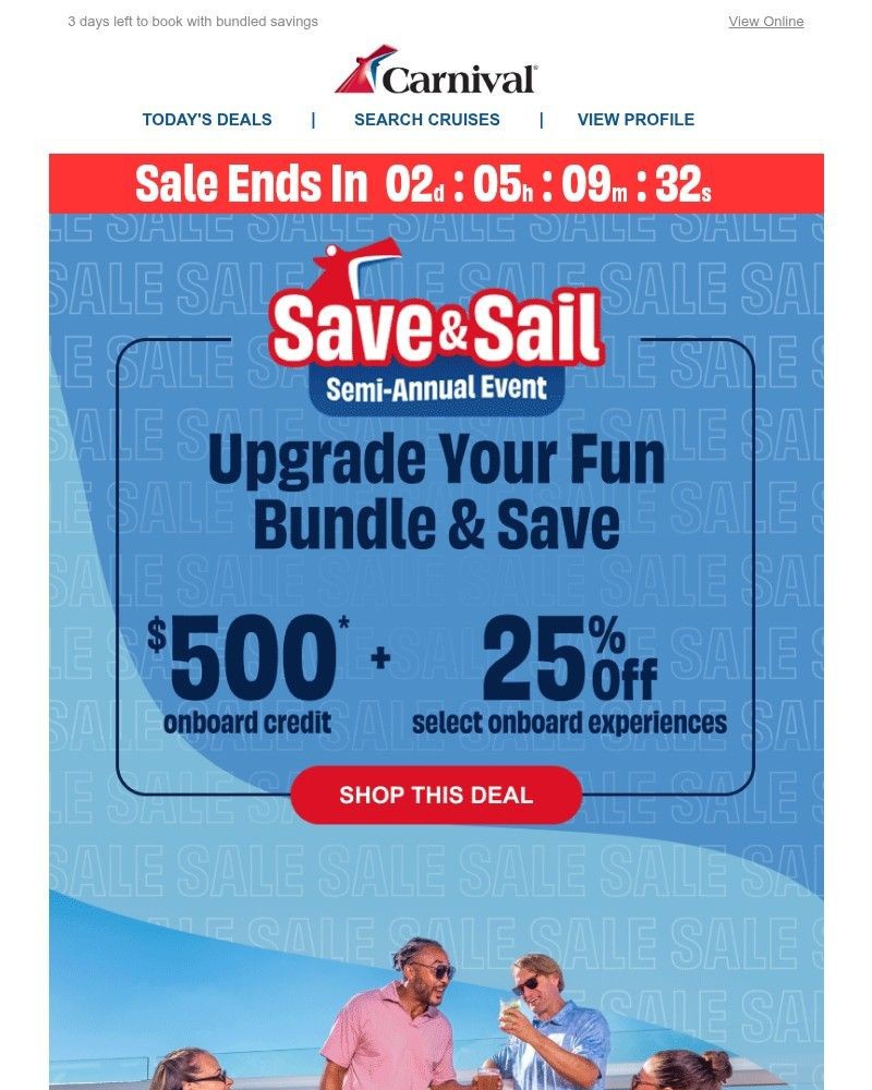 Screenshot of email sent to a Carnival Cruise Line Registered user