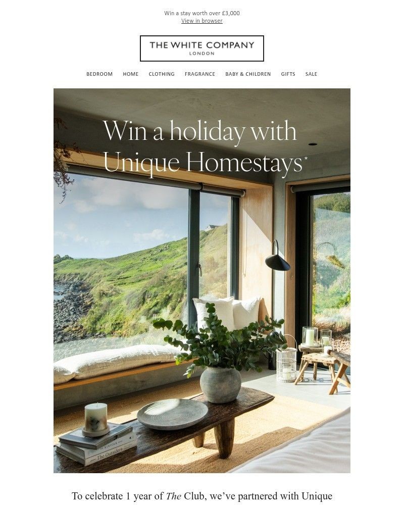 Screenshot of email sent to a The White Company Cart abandoner