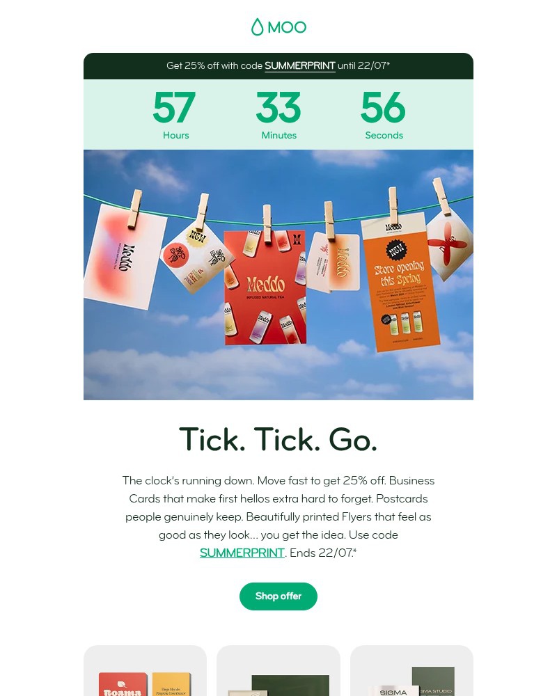 Screenshot of email sent to a Moo Newsletter subscriber