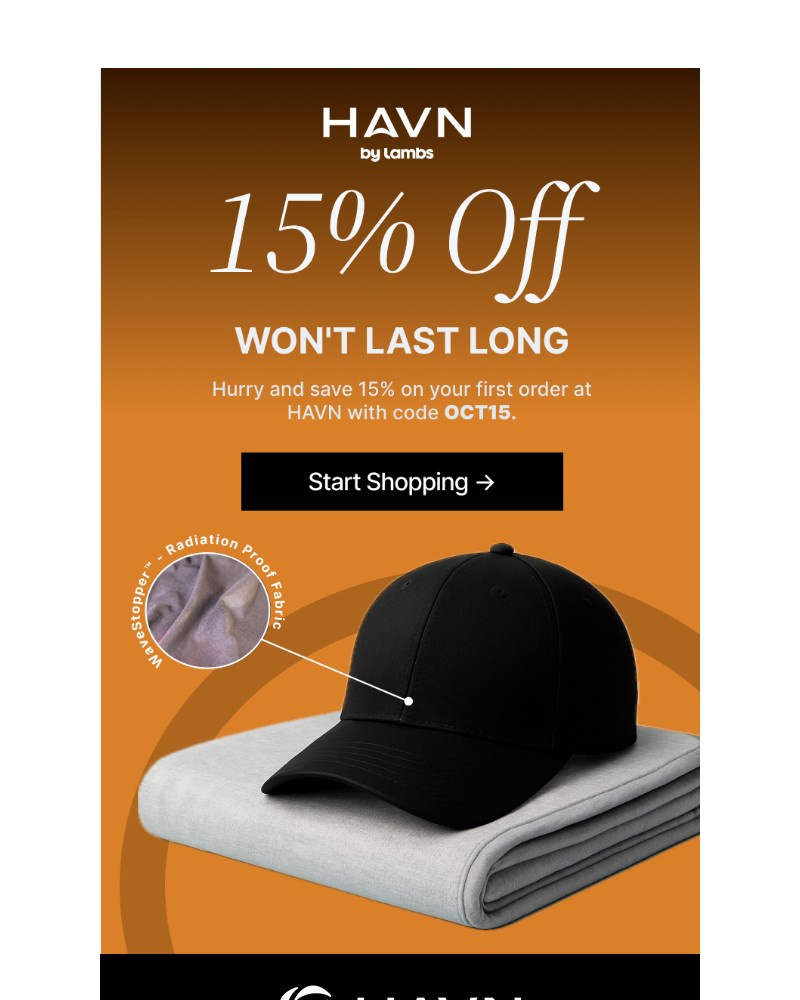 Screenshot of email sent to a Havn Newsletter subscriber