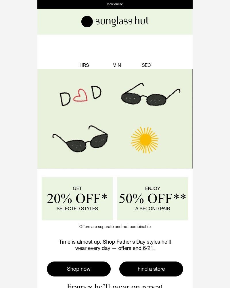 Screenshot of email with subject /media/emails/dont-wait-20-off-or-50-off-a-2nd-pair-ends-soon-05bcbd-cropped-72ef204d.jpg