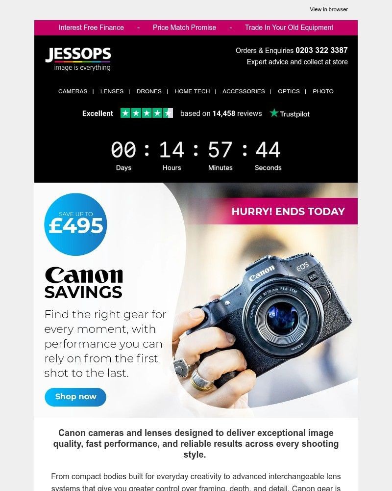 Screenshot of email sent to a Jessops Newsletter subscriber