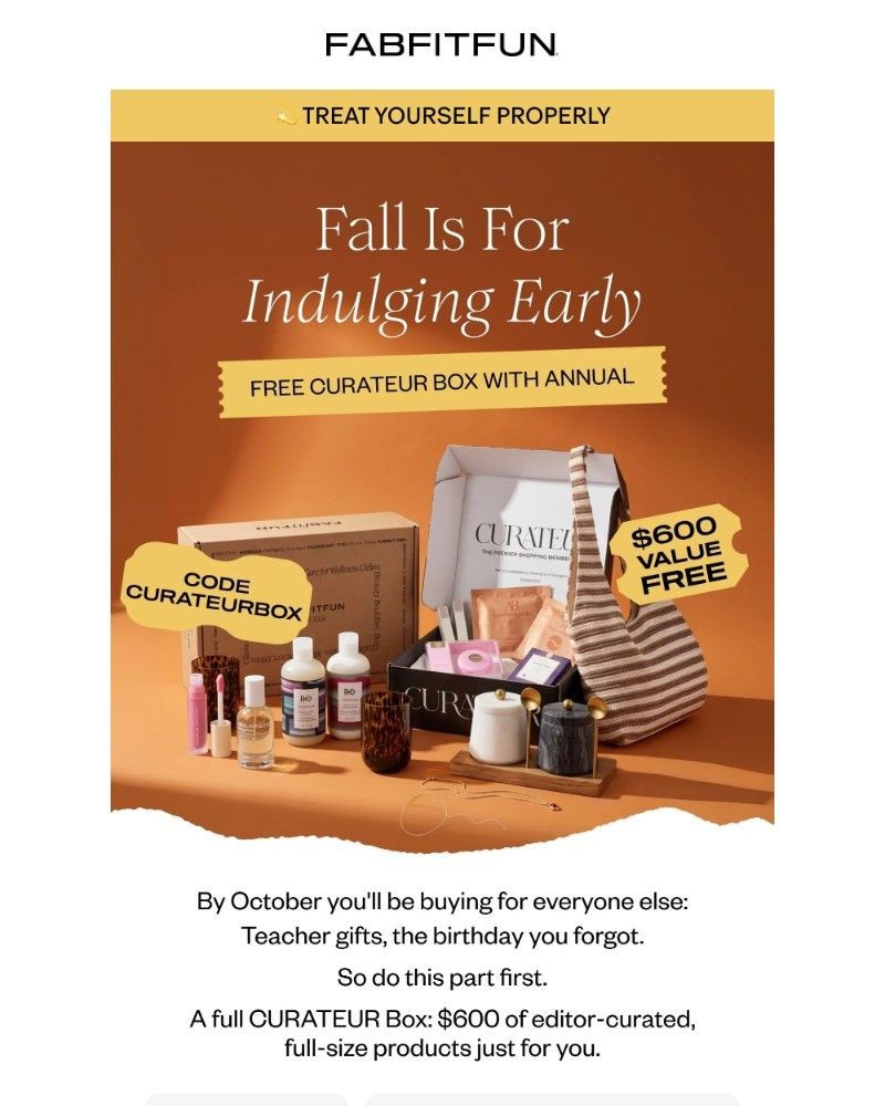 Screenshot of email sent to a FabFitFun Newsletter subscriber