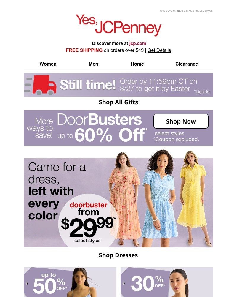 Screenshot of email sent to a JCPenney Newsletter subscriber