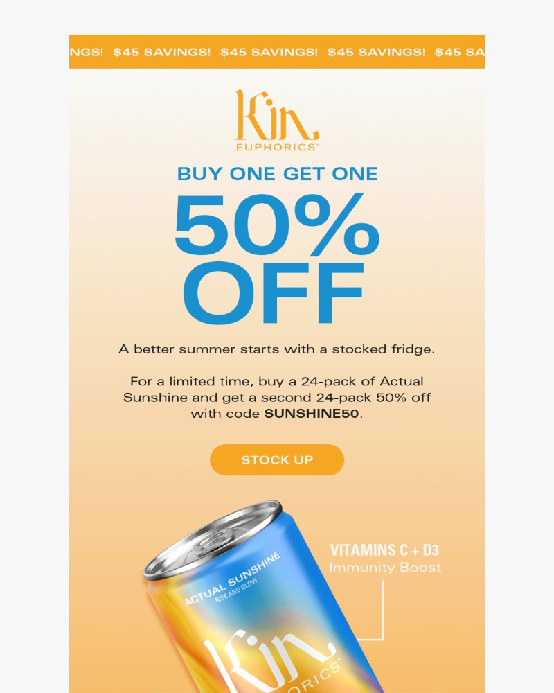 Screenshot of email sent to a Kin Euphorics Newsletter subscriber
