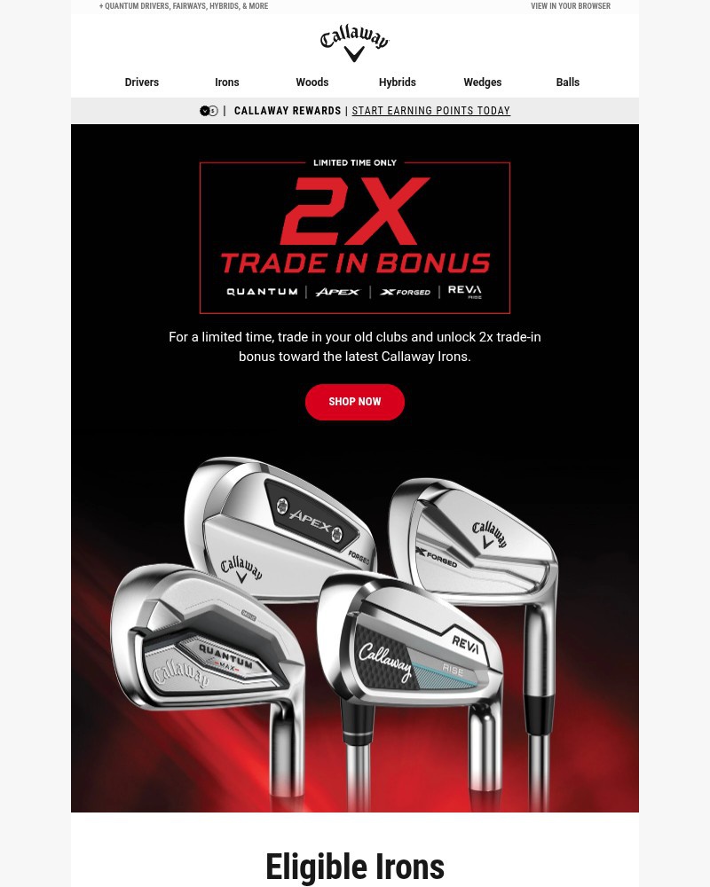 Screenshot of email sent to a Callaway Golf Newsletter subscriber