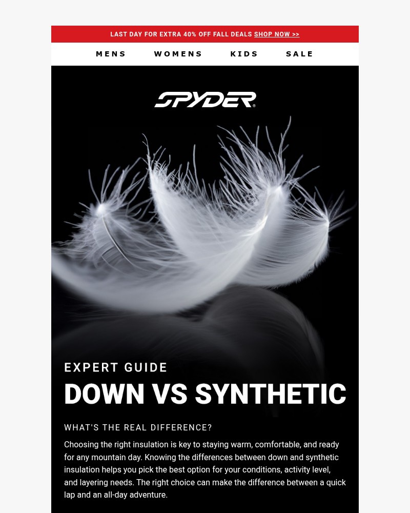 Screenshot of email with subject /media/emails/down-vs-synthetic-extra-40-off-ends-tonight-69cd10-cropped-89a00c27.jpg