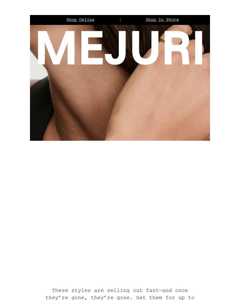 Screenshot of email sent to a Mejuri Registered user