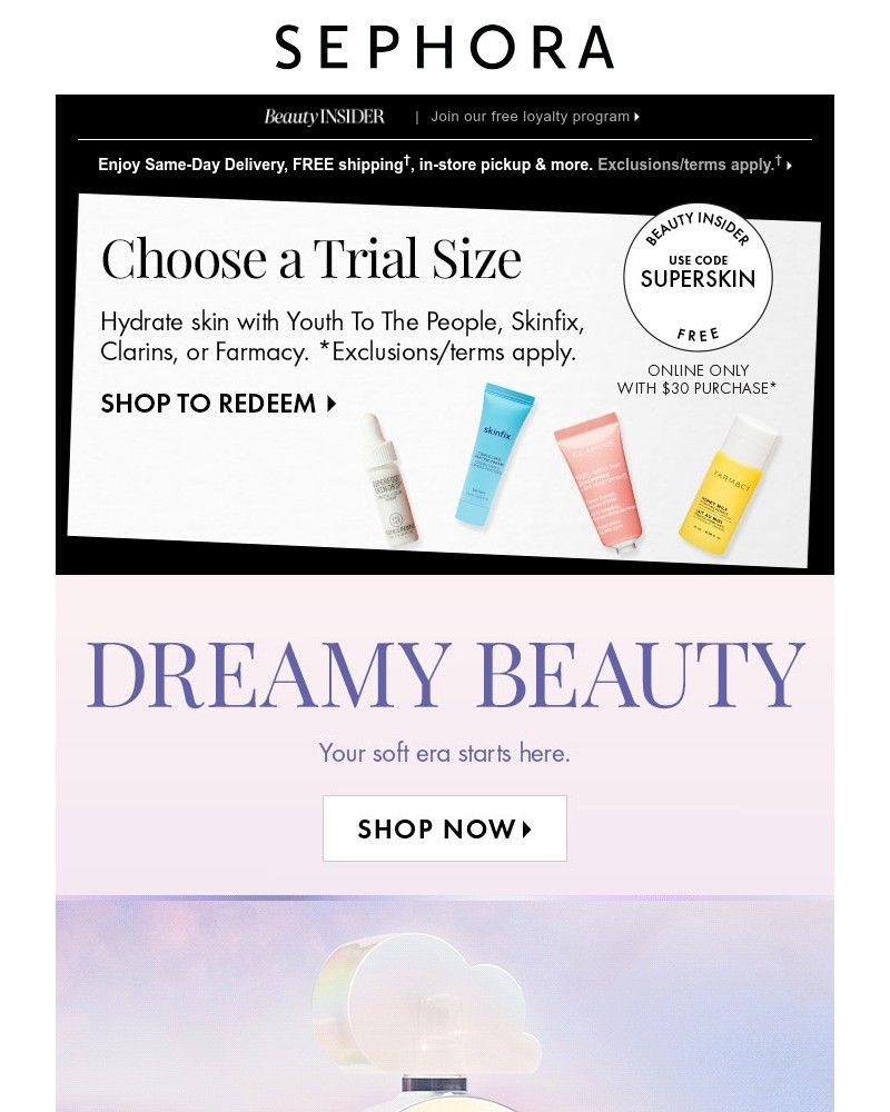 Screenshot of email sent to a Sephora Newsletter subscriber