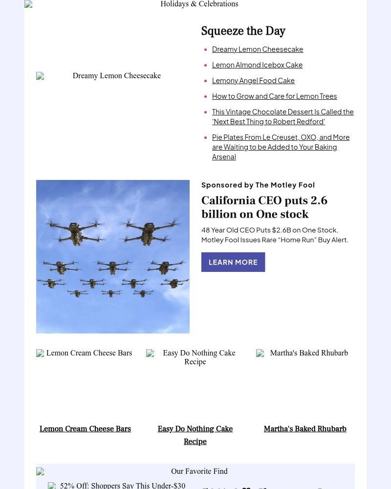 Screenshot of email sent to a Better Homes and Gardens Newsletter subscriber