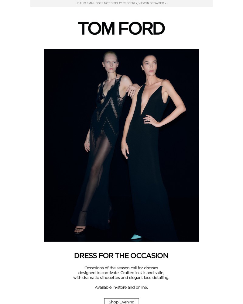 Screenshot of email sent to a Tom Ford Newsletter subscriber