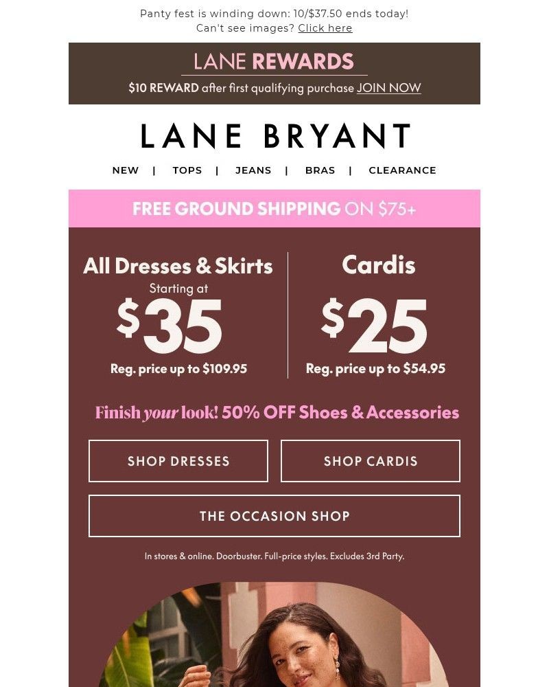 Screenshot of email sent to a Lane Bryant Newsletter subscriber