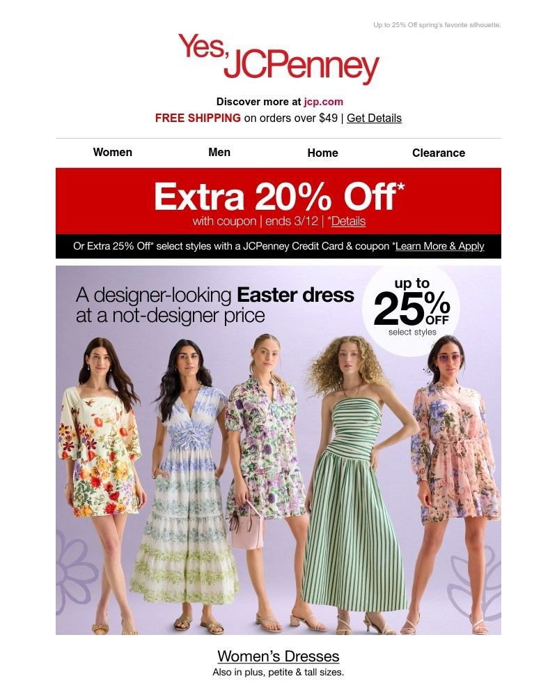 Screenshot of email sent to a JCPenney Newsletter subscriber