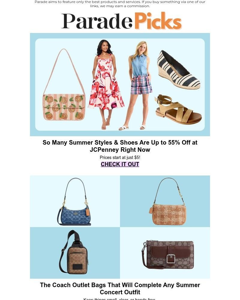 Screenshot of email sent to a Parade Newsletter subscriber