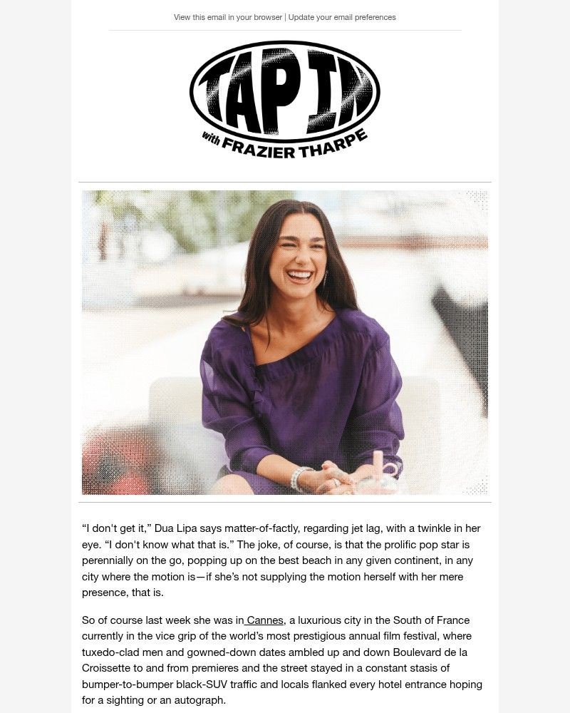 Screenshot of email sent to a GQ Newsletter subscriber