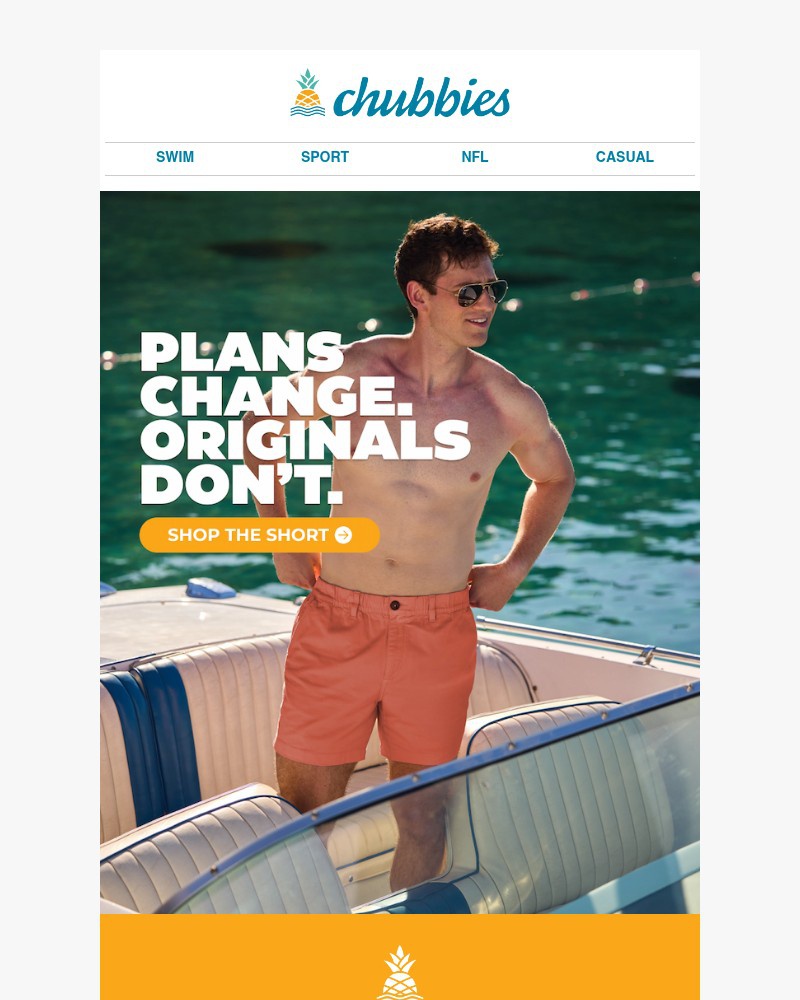 Screenshot of email sent to a Chubbies Newsletter subscriber