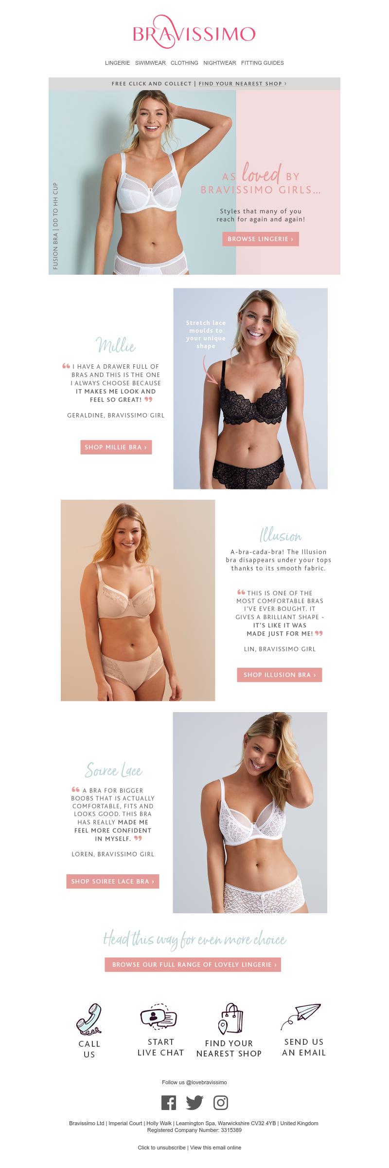 Email sent from Bravissimo to a Newsletter subscriber