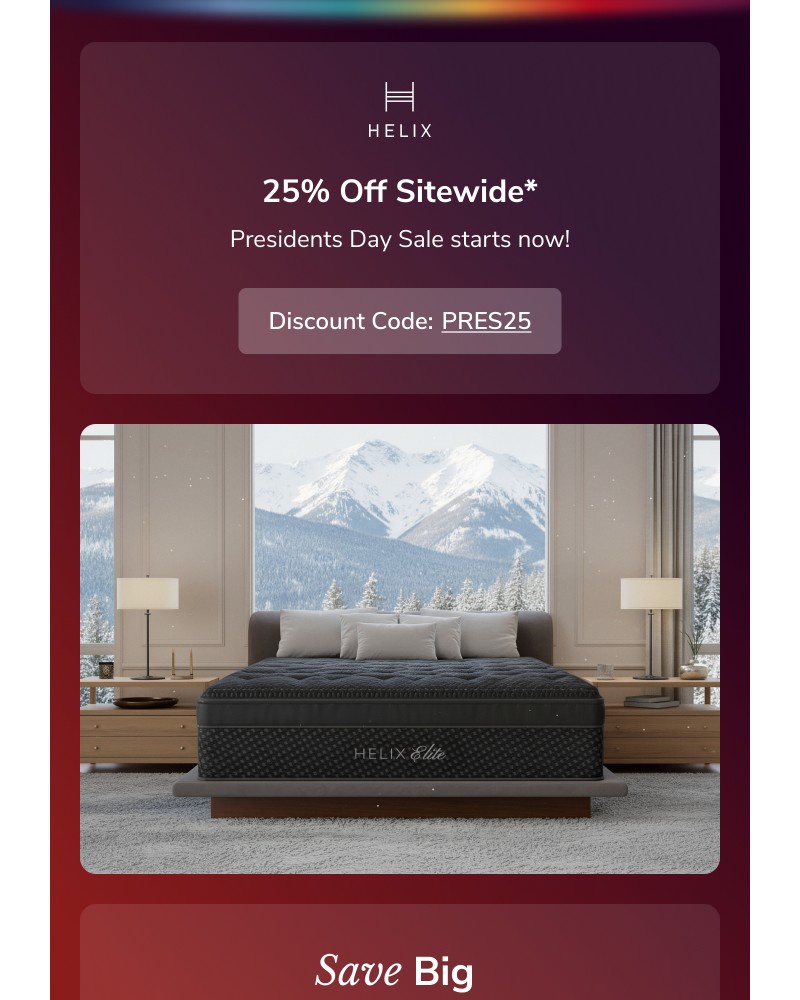 Screenshot of email sent to a Helix Newsletter subscriber