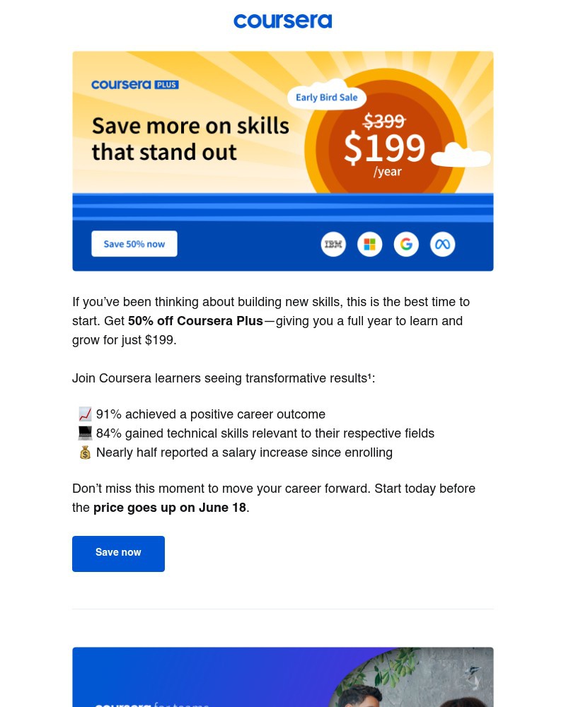 Screenshot of email sent to a Coursera Registered user