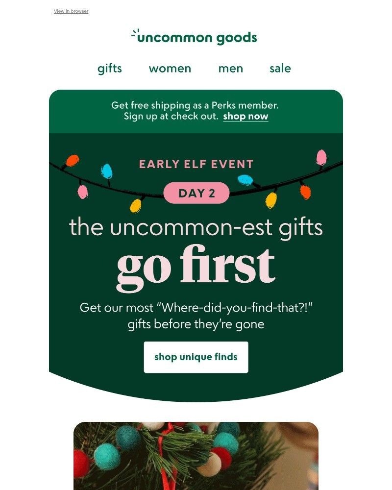 Screenshot of email with subject /media/emails/early-elf-event-day-2-the-uncommon-est-gifts-go-first-5b8476-cropped-d8a0413e.jpg