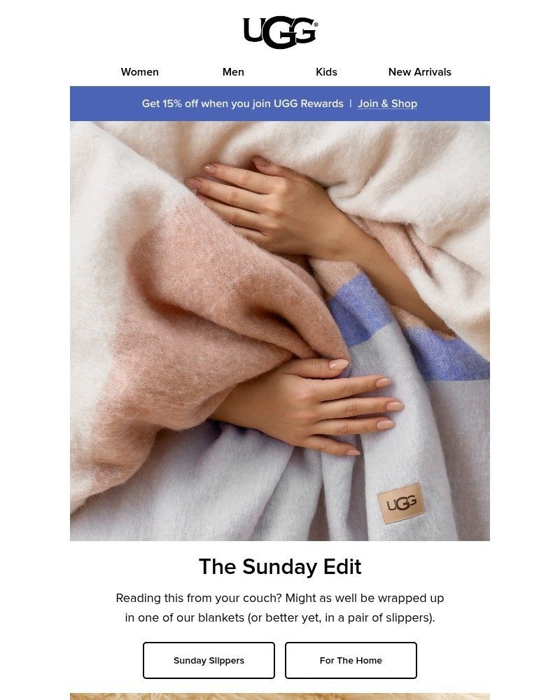 Screenshot of email sent to a UGG Newsletter subscriber