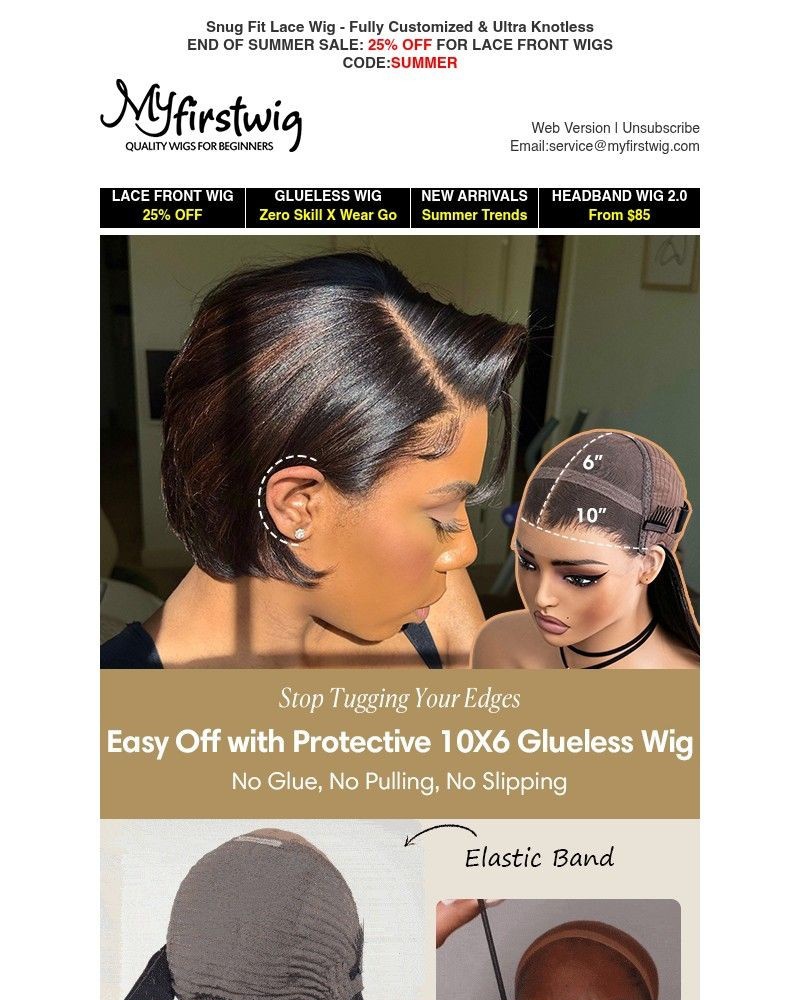 Screenshot of email sent to a My First Wig Newsletter subscriber