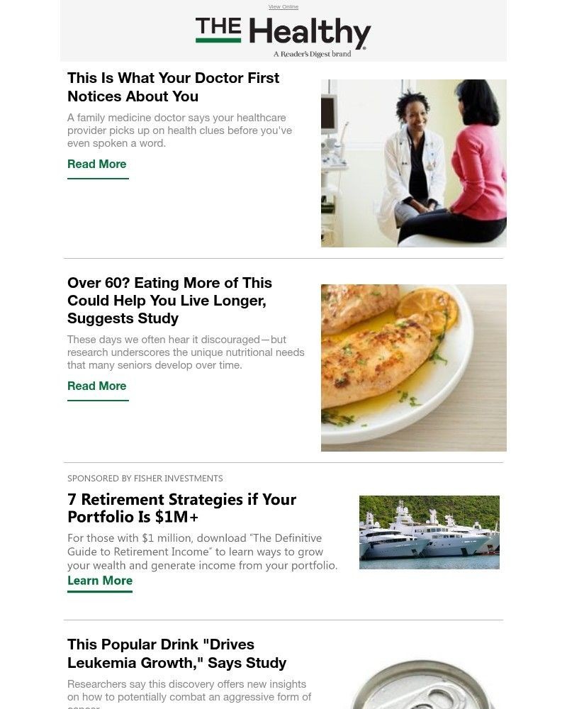 Screenshot of email sent to a Reader’s Digest Newsletter subscriber