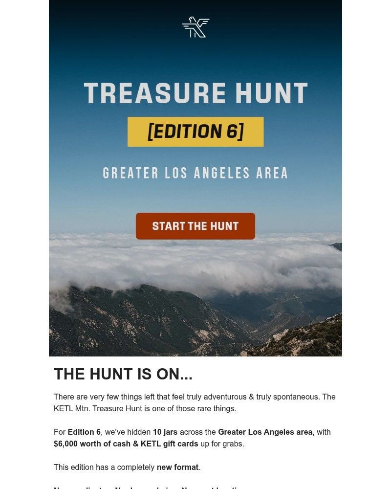 Screenshot of email sent to a KETL Mountain Apparel Newsletter subscriber