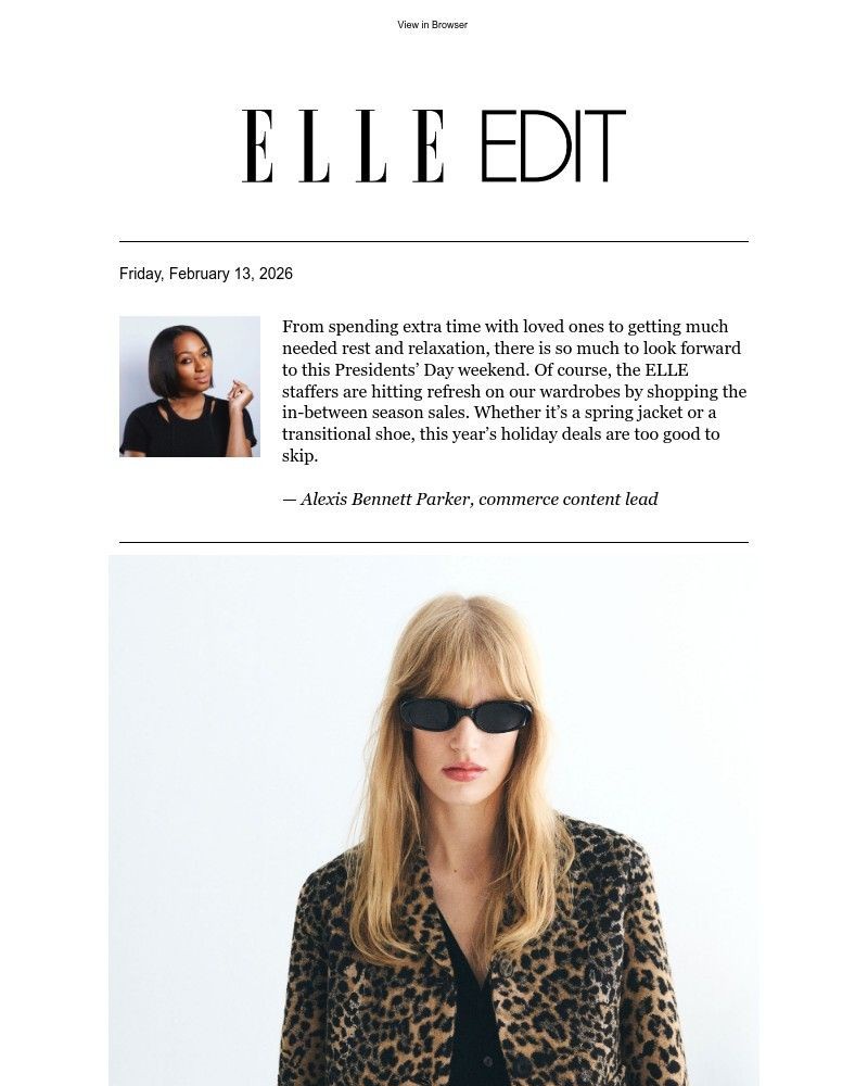 Screenshot of email sent to a Elle Newsletter subscriber