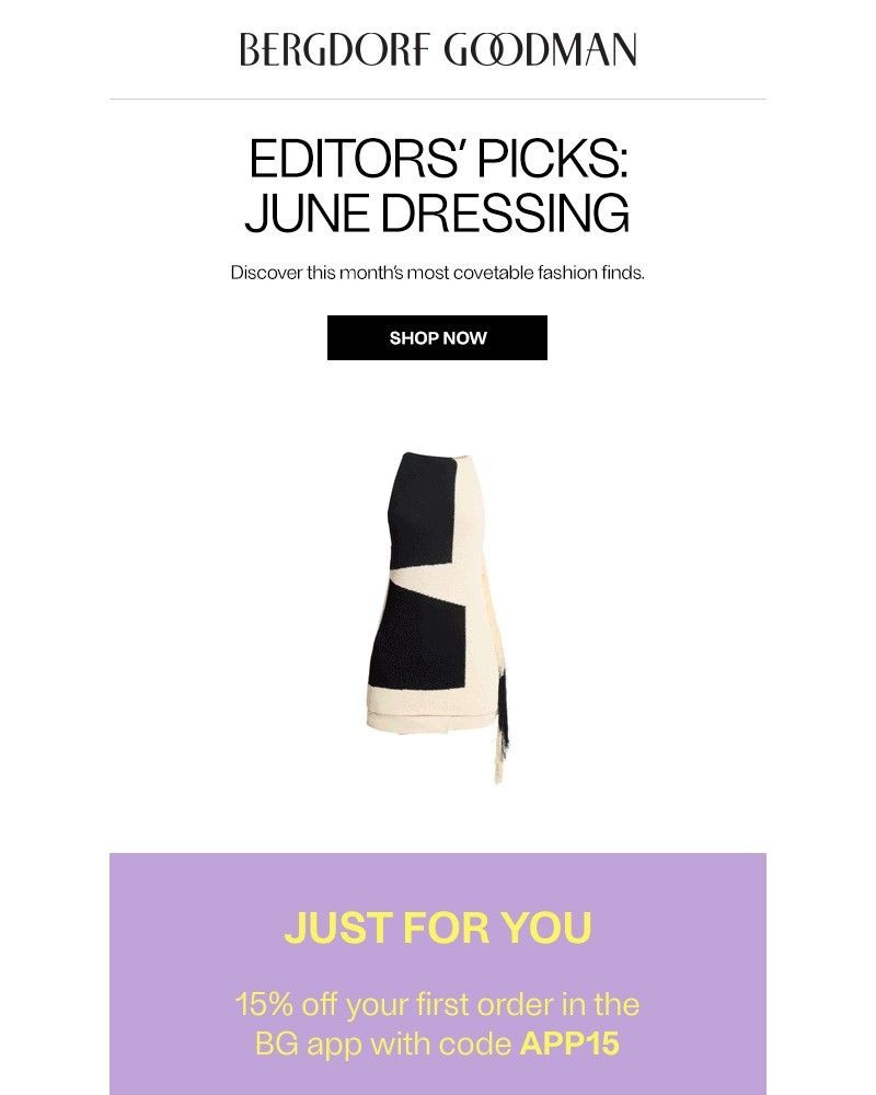 Screenshot of email sent to a Bergdorf Goodman Newsletter subscriber