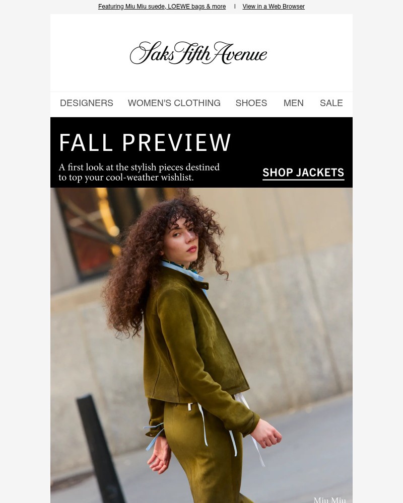 Screenshot of email sent to a Saks Fifth Avenue Newsletter subscriber
