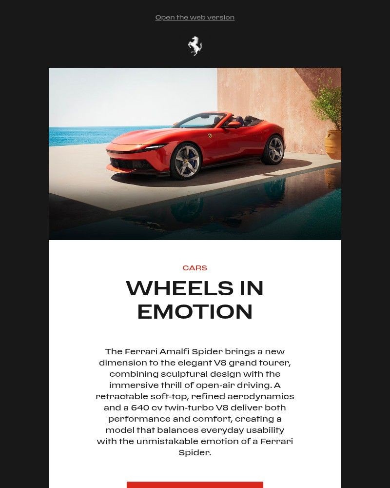 Screenshot of email sent to a Ferrari Newsletter subscriber