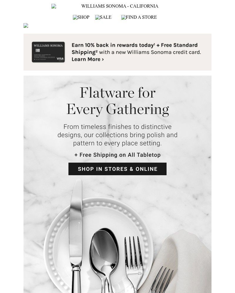 Screenshot of email sent to a Pottery Barn Newsletter subscriber