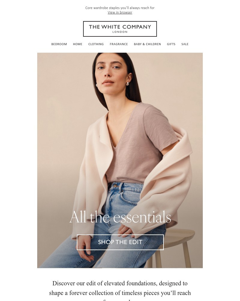 Screenshot of email sent to a The White Company Cart abandoner