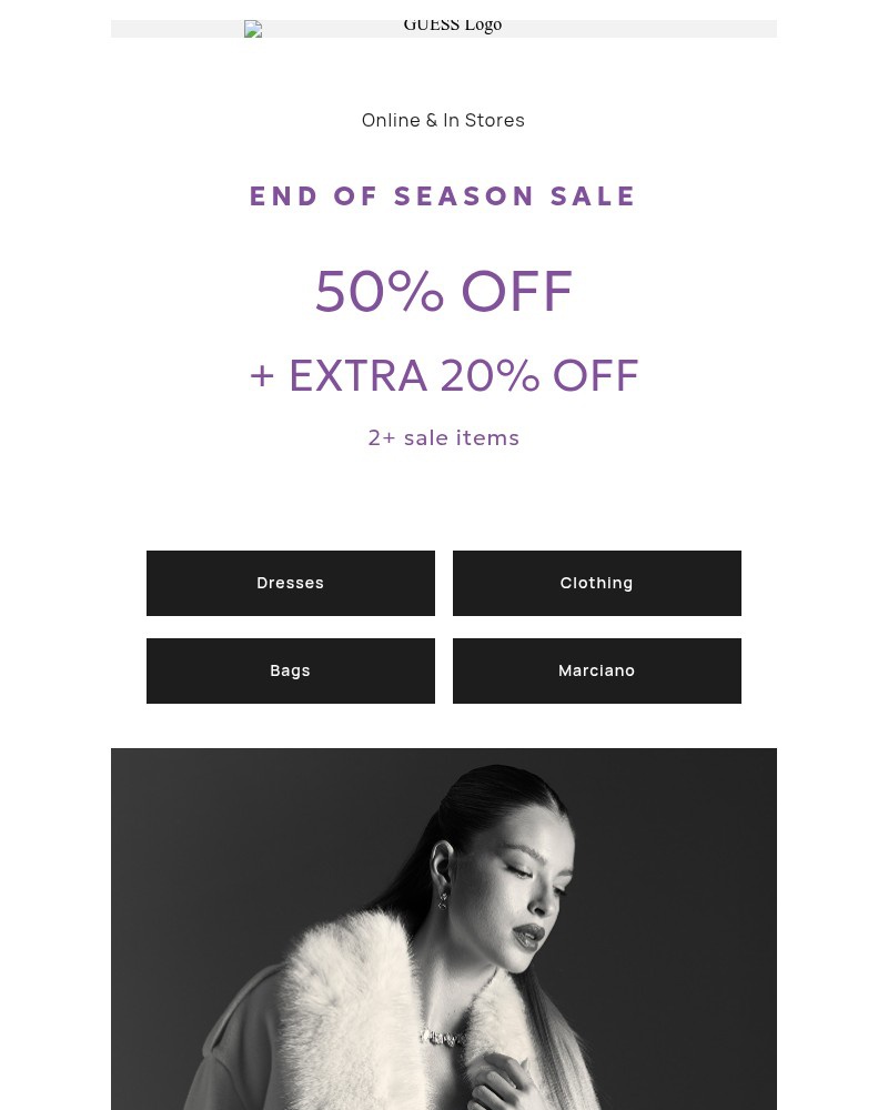 Screenshot of email sent to a Guess Newsletter subscriber