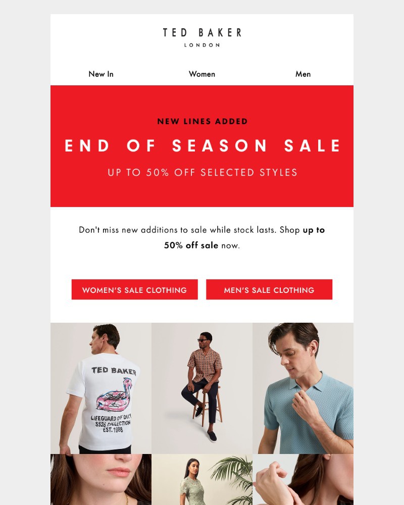 Screenshot of email sent to a Ted Baker Newsletter subscriber