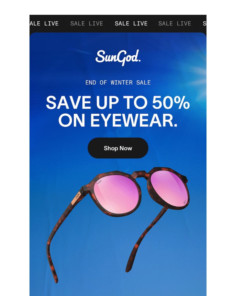 Screenshot of email sent to a SunGod Newsletter subscriber