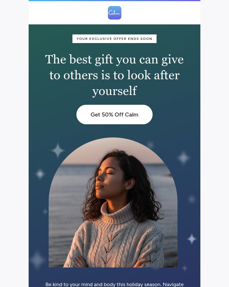 Screenshot of email sent to a Calm Registered user