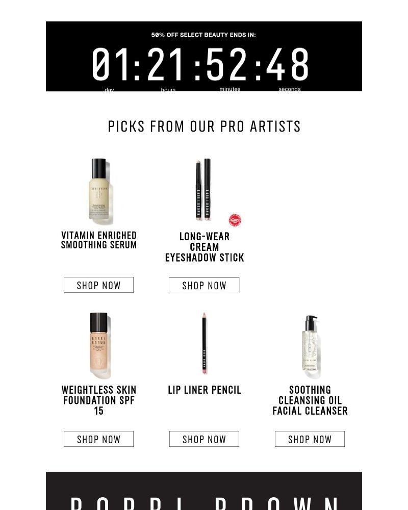 Screenshot of email sent to a Bobbi Brown Newsletter subscriber