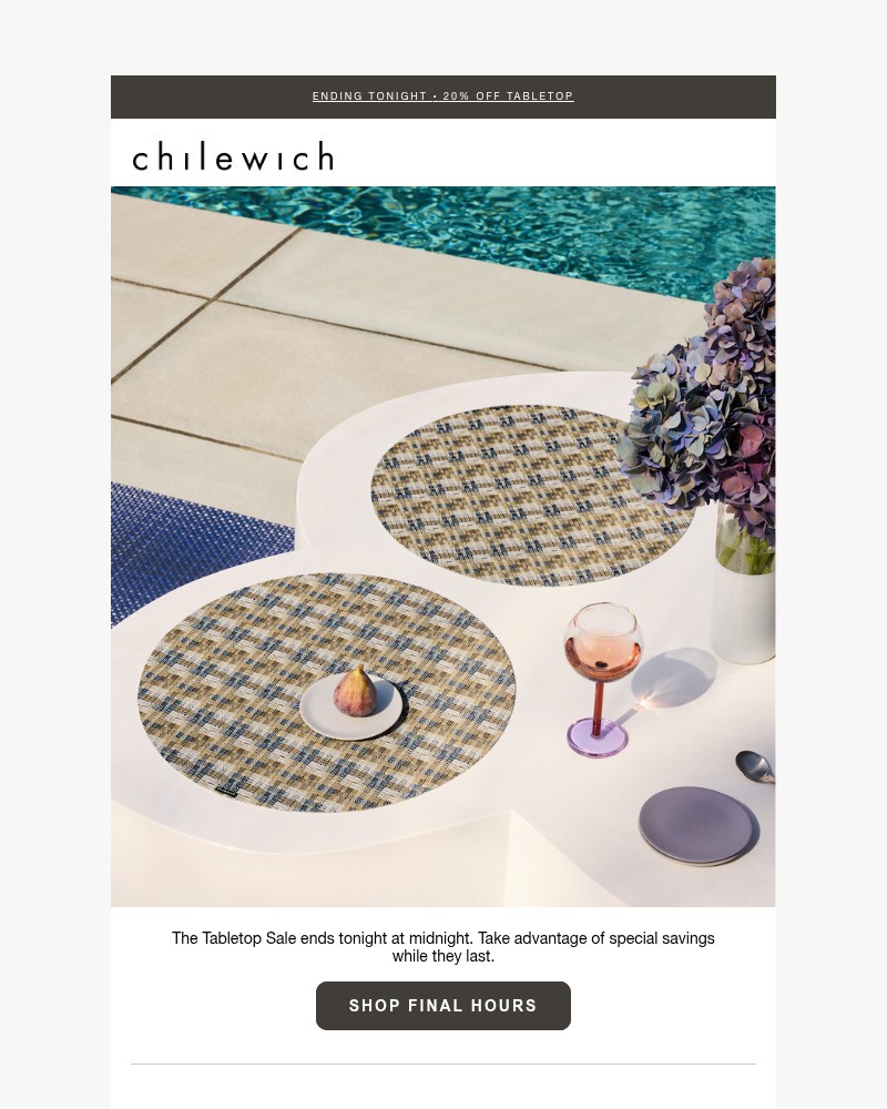Screenshot of email sent to a Chilewich Newsletter subscriber