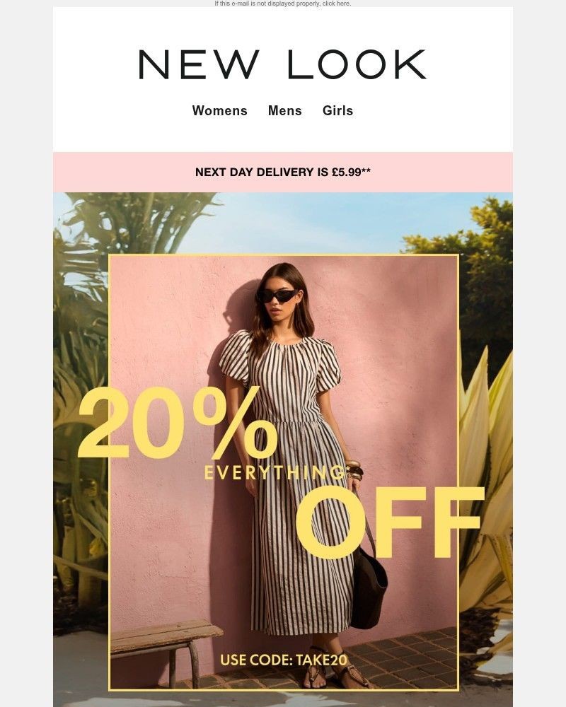 Screenshot of email sent to a New Look Newsletter subscriber