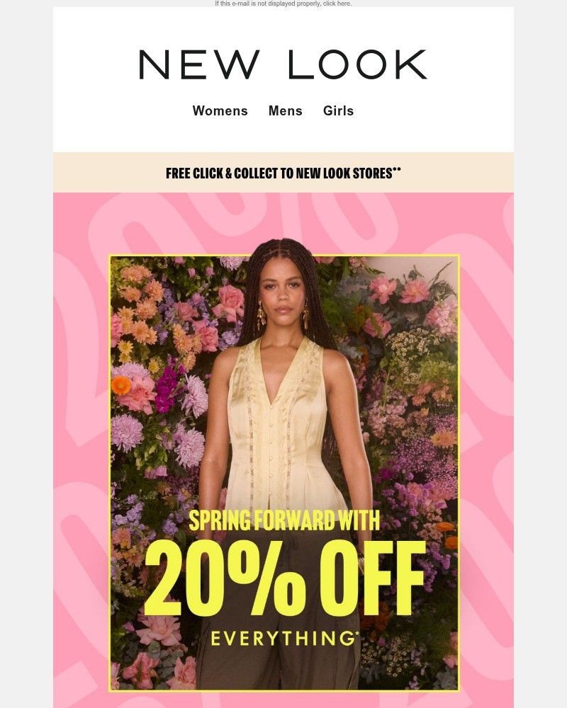 Screenshot of email sent to a New Look Newsletter subscriber