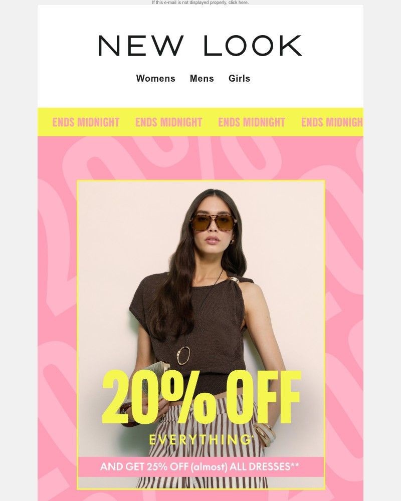 Screenshot of email sent to a New Look Newsletter subscriber